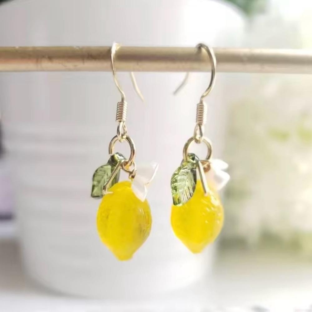 Cute Glass Lemon Drop Earrings